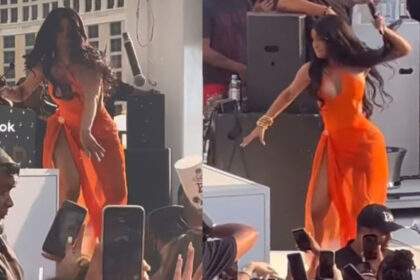 Cardi B hurls her mic at fan who threw drink on he