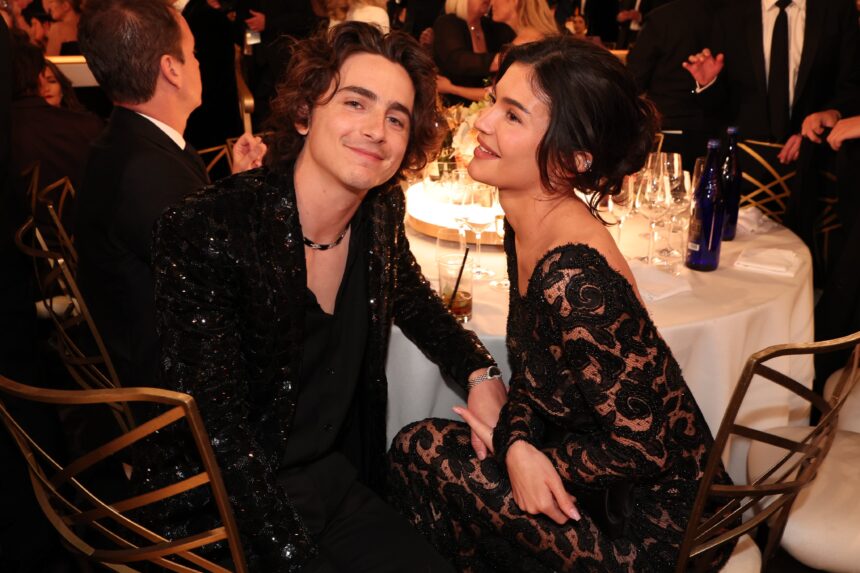 Timotheé Chalamet and Kylie Jenner Seen Sharing a Kiss at 2024 Golden Globe Awards